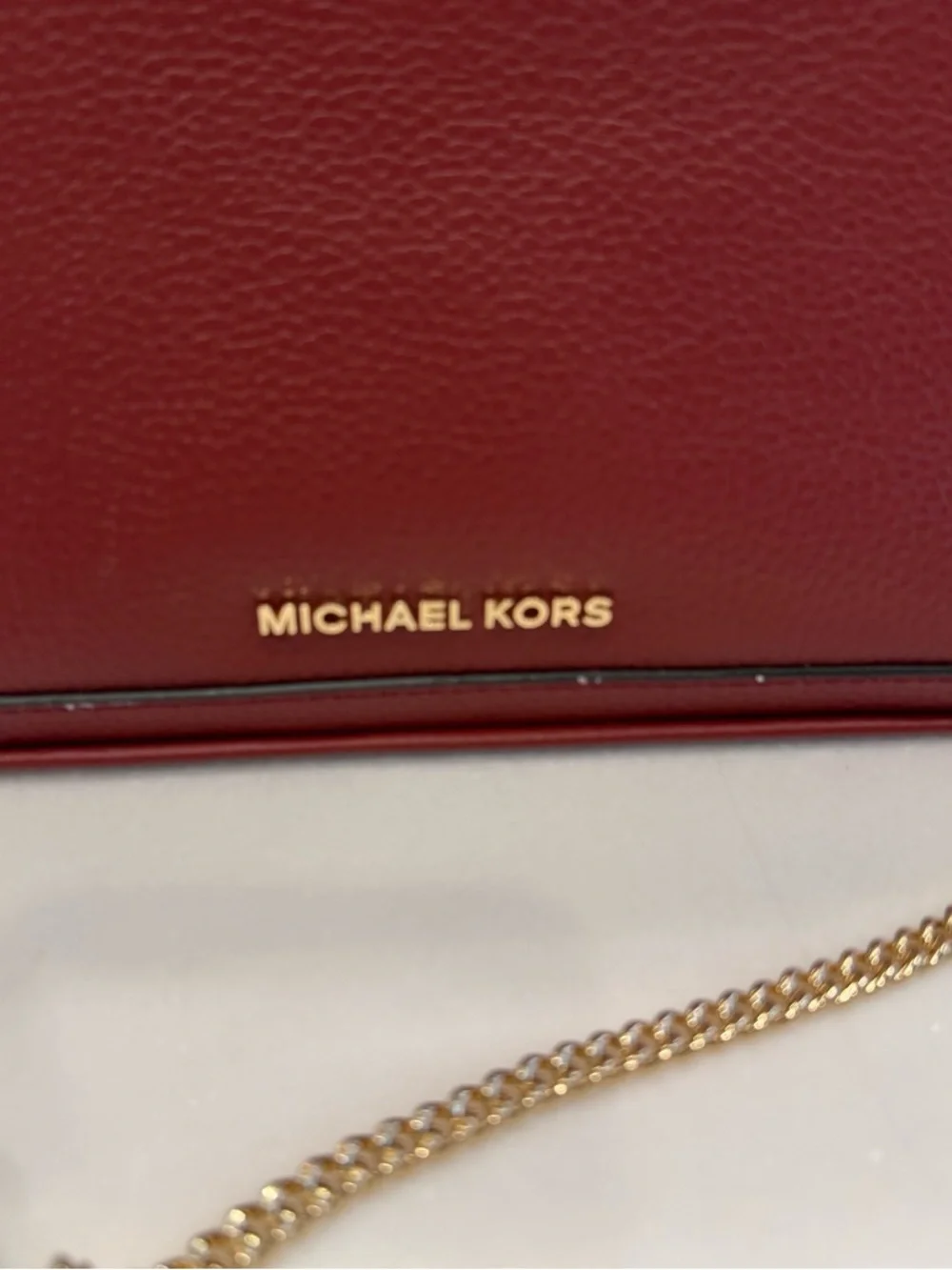 Michael Kors Berkley Legacy Leather Crossbody Clutch Deep Red NWT